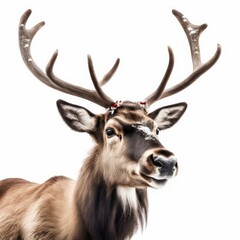 reindeer head isolated on white background