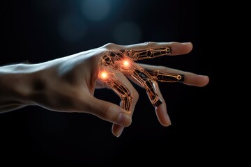 Human/AI robot hand.