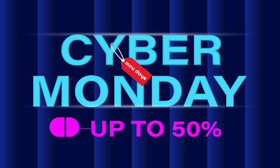 Cyber Monday deals Sale banner template design. Cyber Monday sale up to 70% off.