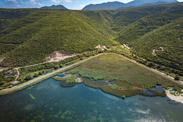 Aerial drone view of National Park - Hutovo Blato, Bosnia and Herzegovina