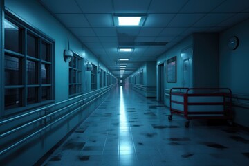 Empty, hospital corridor