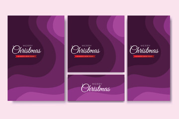 Merry Christmas Flyer and Social Media Bundle Set with Abstract Background Geometric