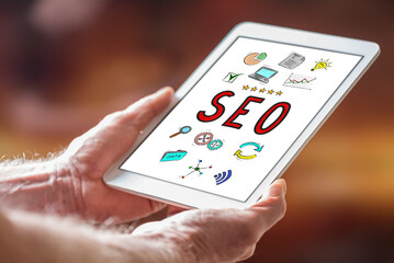 Seo concept on a tablet