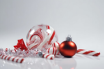 Christmas gifts and candy on a white background
