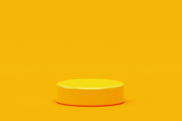 Yellow cylinder podium minimalism platform for product presentation 3d background illustration