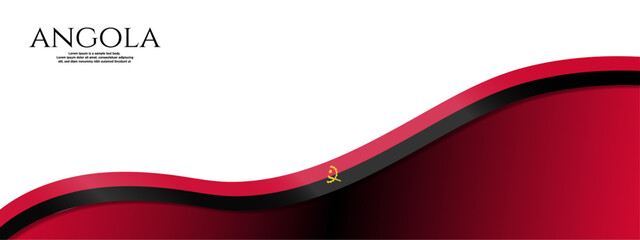 3d Angolan Flag Banner with gradient background and space for text and pictures. Angola Flag Ribbon Banner. Vector Illustration. 