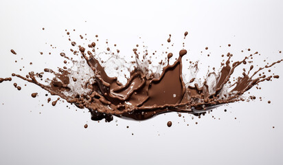 Splash of dark chocolate isolated on white background. AI generated