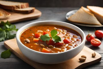 lentil soup with vegetables AI Generated