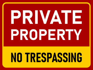 Private Property No Trespassing Horizontal Warning Information Sign Icon. Vector Image.