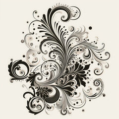 antique vintage calligraphic swirl Filigree, AI Generated