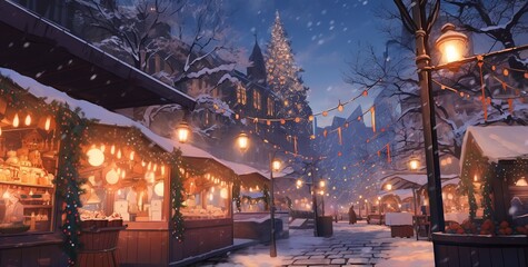 フランクフルト クリスマスマーケット（冬のイベント） - obrazy, fototapety, plakaty