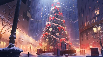 ロックフェラーセンター クリスマスツリー - obrazy, fototapety, plakaty