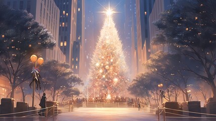 ロックフェラーセンター クリスマスツリー - obrazy, fototapety, plakaty