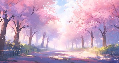 桜の並木道