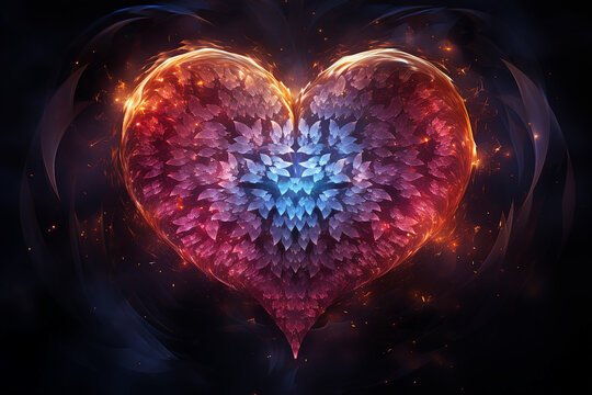 Picture of a vibrant light heart sign visualization balance and harmony generative AI
