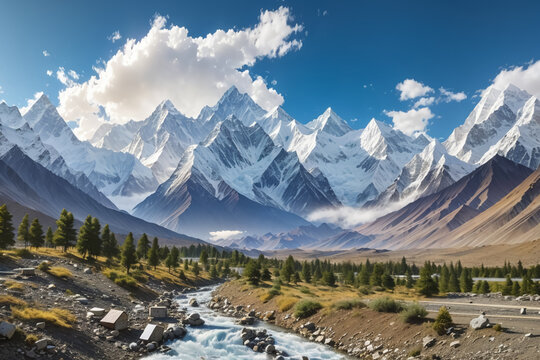 Beautiful Himalayan mountains. AI