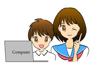 Kids using Computer 