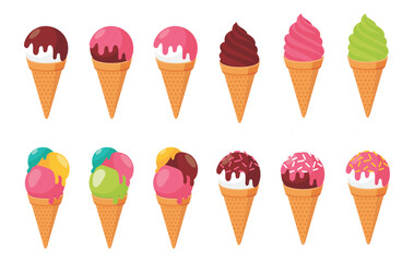 ice cream flat vector illustration  collection