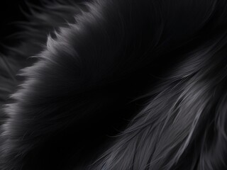 Black fur texture. Black glamorous background.