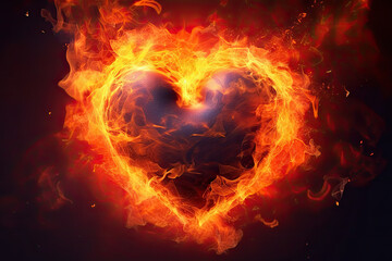 Broken Heart in Fire valentines Sadmess, Generative AI