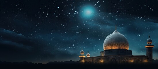 Nighttime view of the starry sky above an ancient mosque s dome