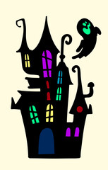 Halloween the haunted house. The silhouette of the house template.