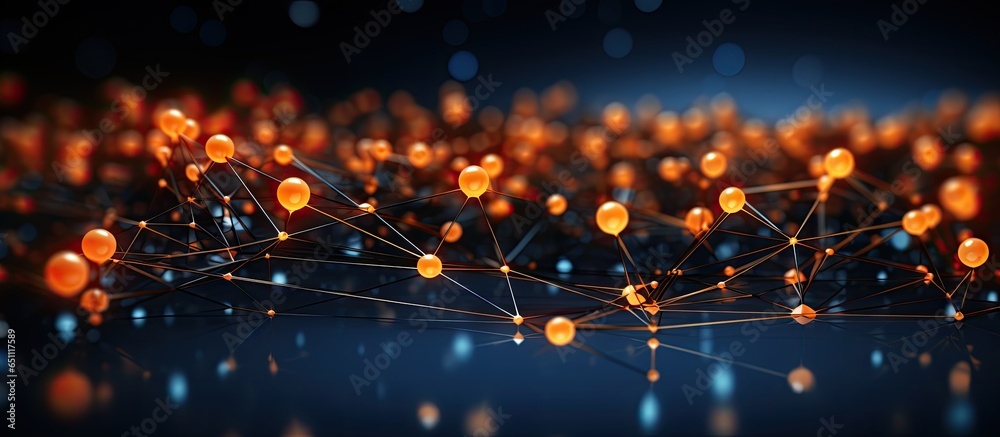 Poster abstract digital background with glowing plexus representing a network of connection