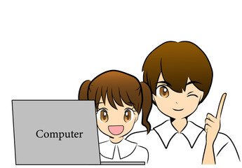 Teacher is teaching Computer 