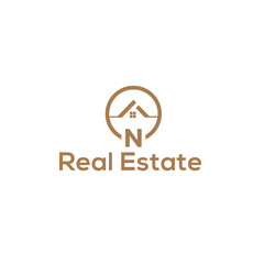 New N Real estate logo vector