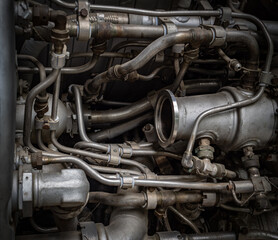Fototapeta na wymiar Mechanism of the aircraft engine .