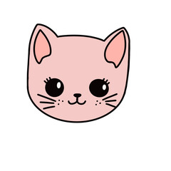 cartoon cat pink face, illustration 