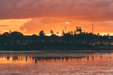 Kourou at sunset in the South American country of French Guiana.
