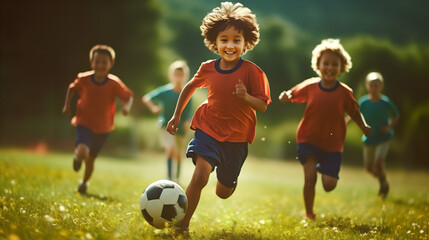 Fototapeta premium children playing football
