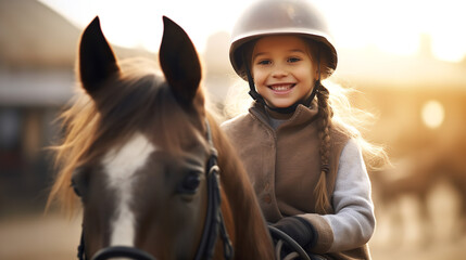 young child riding a horse