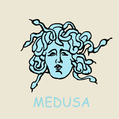 Medusa gorgon, head,  drawing,  greek myth, art, cartoon, doodle 
