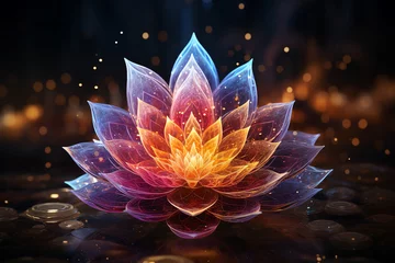 Foto op Canvas Generative AI image wallpaper of positive human aura meditation nature spirituality floral design © deagreez