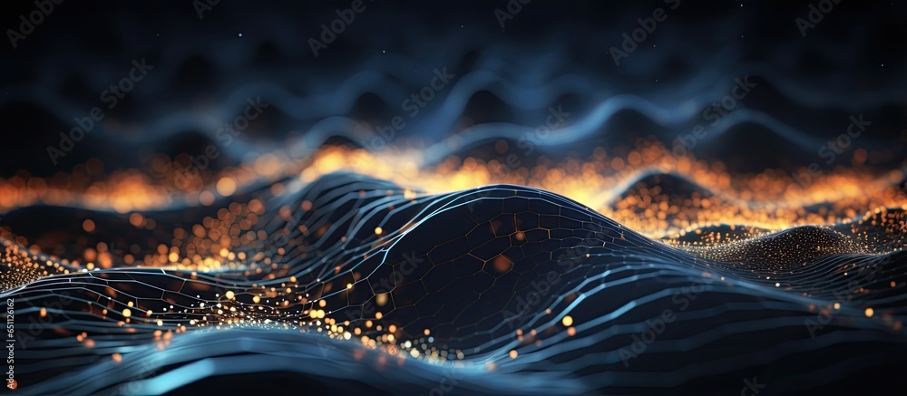 Poster abstract dot wave background ed in suitable for machine learning crypto currency hi tech products an
