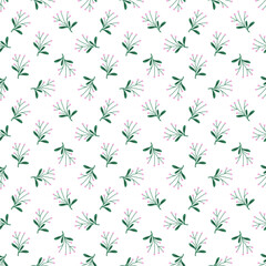 Seamless pattern with pink berries. Cute fresh background. Perfect for wallpaper, wrapping paper, textile, web page background, greeting cards. Vector illustration.
