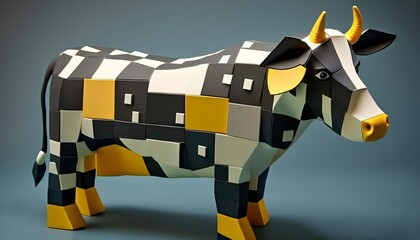 cow made from puzzle blocks 