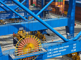 Cargo crane at container terminal in port of Mundra 
