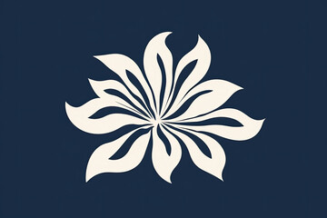 Dark blue background, white flower silhouette, vector, flat design AI Generated