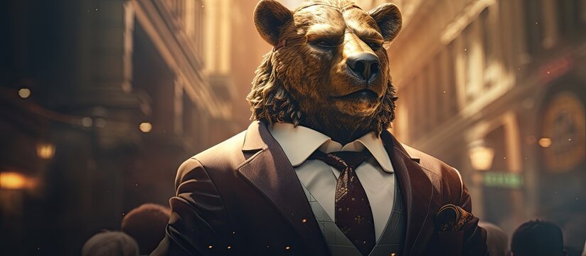 Wall Street Bear image of a bull symbolizing a bear market with declining stocks