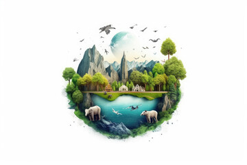 Eco theme climate change illustration, AI Generated