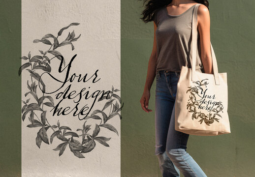Mockup Totebag Model, Generated by Ai
