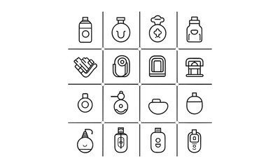 Hygiene web icon set in the line style.