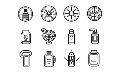 Hygiene web icon set in the line style.
