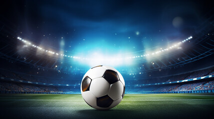 football in staduim with neon light 