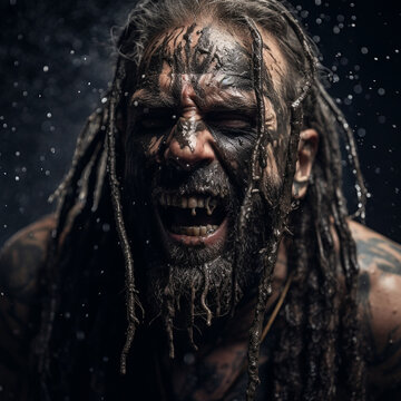 Death Metal Singer Close-up Portrait