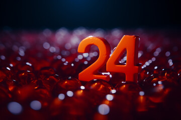Happy new year 2024 3d 24 number sign design created with generative ai