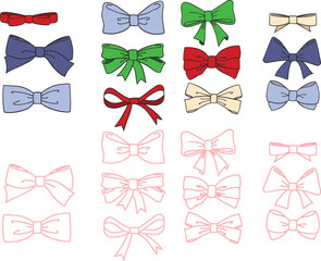 bow ti vector bundle and template color full design line art and stock tie free download